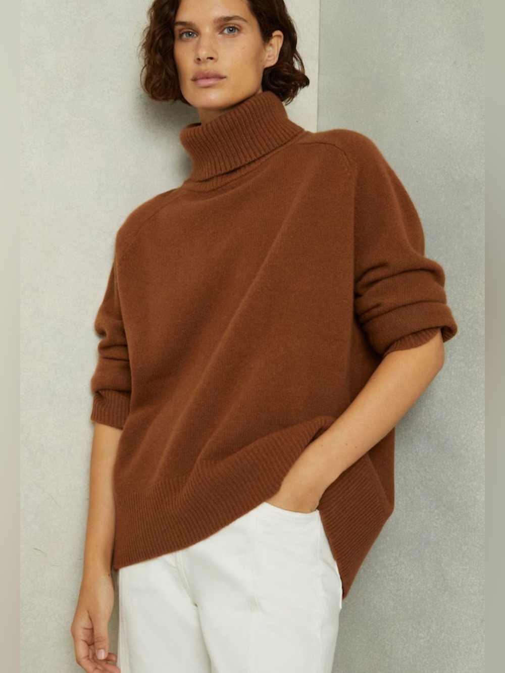 Reiss Wool-Cashmere Roll-Neck Jumper Sweater in Toffee NWT